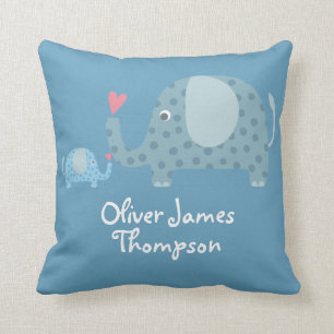 Baby Birth Stats Personalised Polka Dot Elephants Throw Pillow