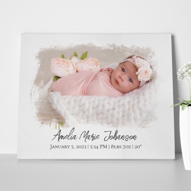 Baby Birth Stats Photo Newborn Keepsake Nursery  Canvas Print (Creator Uploaded)