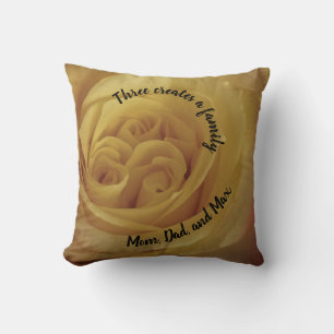 Baby Birth Stats Yellow Rose Photo Flower Nursery Throw Pillow