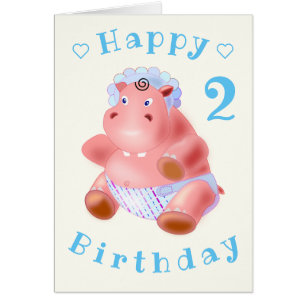 Baby Birthday Card Baby Hippo - Personalized