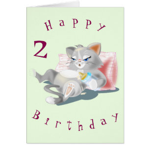 Baby Birthday Card Baby Kitten - Personalized
