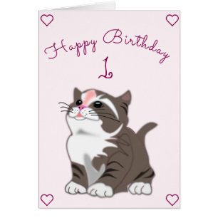 Baby Birthday Card Baby Kitten - Your Years - Age