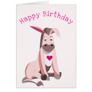 Baby Birthday Card baby Pink Donkey - Your Text