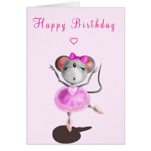 Baby Birthday Card Ballet dancer Mouse - Ballerina