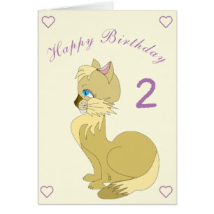 Baby Birthday Card Blue Eyed Cat - Personalized