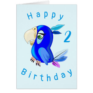 Baby Birthday Card Card Blue Parrot - Personalized