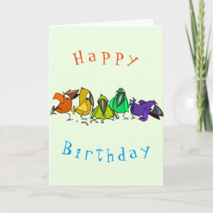 Baby Birthday Card Colourful Birds - Fun