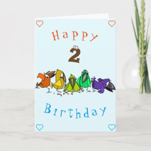 Baby Birthday Card Colourful Birds - Personalized