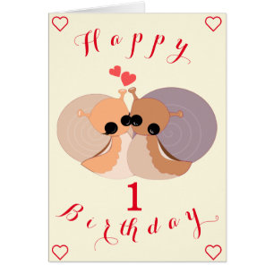 Baby Birthday Card Couple Snail - Personalized