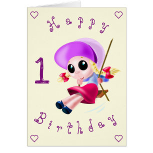 Baby Birthday Card Happy Girl - Personalized