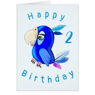 Baby Birthday Card Little Blue Parrot Personalized