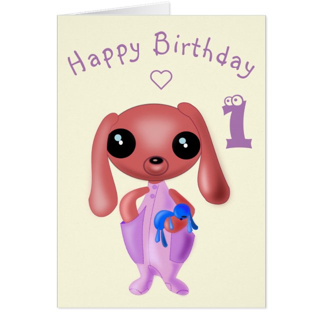Baby Birthday Card Little Bunny - Petsonalized (Devant)