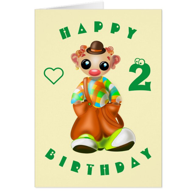 Baby Birthday Card Little Clown - Your Text (Front)