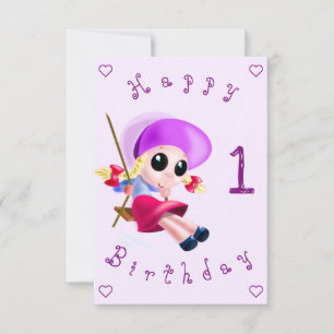 Baby Birthday Card Little Girl Swinging Your Year