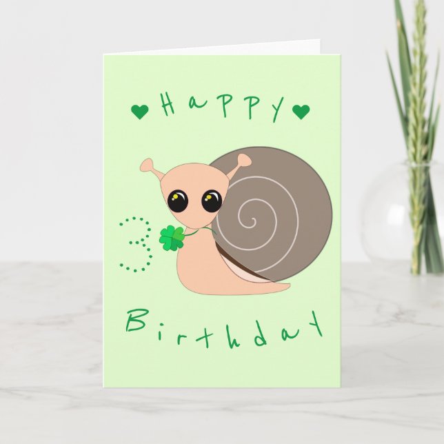 Baby Birthday Card Lucky Snail - Customizable (Front)