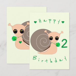 Baby Birthday Card Lucky Snail with Clover