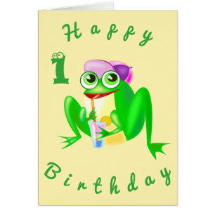 Baby Birthday Card Party Frog - Fun