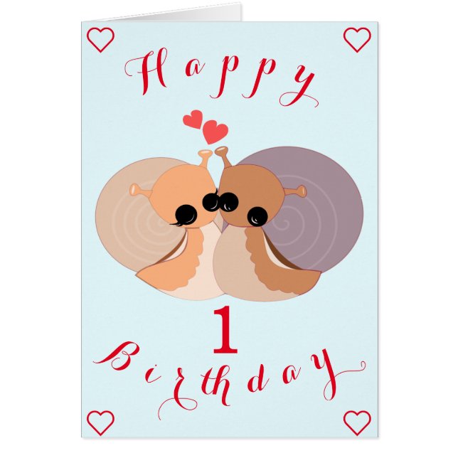 Baby Birthday Card Snail Family - Hug (Front)