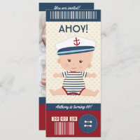 Baby Birthday Nautical Boarding Pass Ticket photo