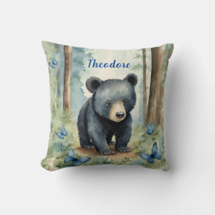 Baby Black Bear Boys Personalized Throw Pillow