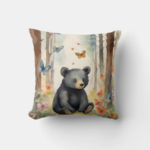 Baby Black Bear Gender Neutral Throw Pillow
