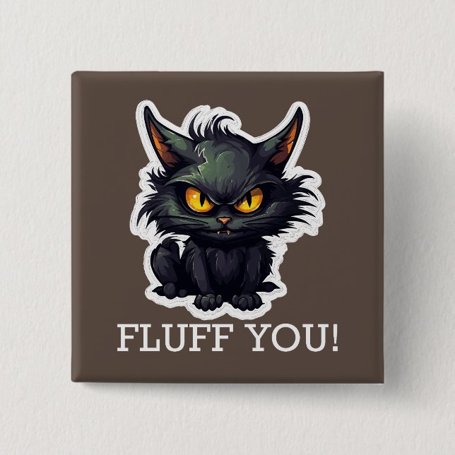 Baby Black Cat Design - Square Button (Front)
