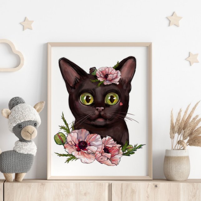 Baby Black Chat Rose Animal Poster | Impression mu (Créateur téléchargé)