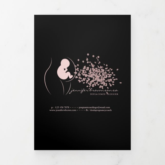Baby Black Doula Birth Coach Pregnant Service Tri-Fold Programme (Cover)
