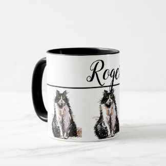 Baby Black White Tuxedo cat Cats Whimsical Art Mug
