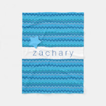 Baby Blanket Blue Chevrons and Star A02