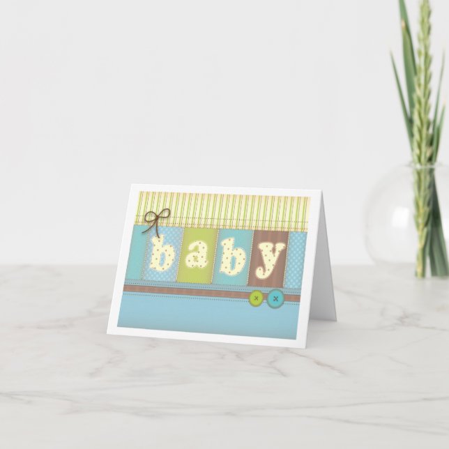 Baby Blanket Cute Quilt Baby Boy Thank You Card (Front)