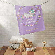 Baby Blanket Cute Unicorn With Baby's Name