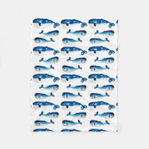 Baby Blanket - Water Color Blue Whale