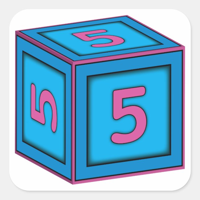 Baby Block Stickers - Number 5 (Front)