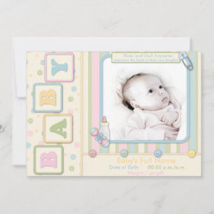 Baby Blocks Baby Announcement