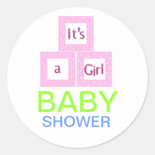 Baby Blocks Baby Shower Classic Round Sticker