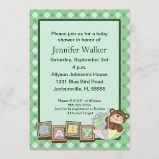 Baby Blocks Baby Shower - Green Invitation