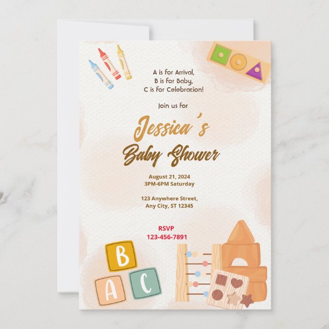 Baby Blocks Baby Shower Invitation (Front)
