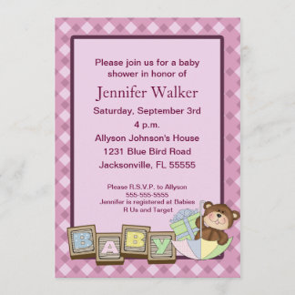 Baby Blocks Baby Shower - Pink Invitation