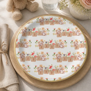 Baby Blocks, Bears, and Wildflowers Paper Plate