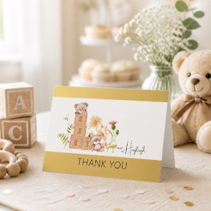 Baby Blocks, Bears, and Wildflowers Thank You Card