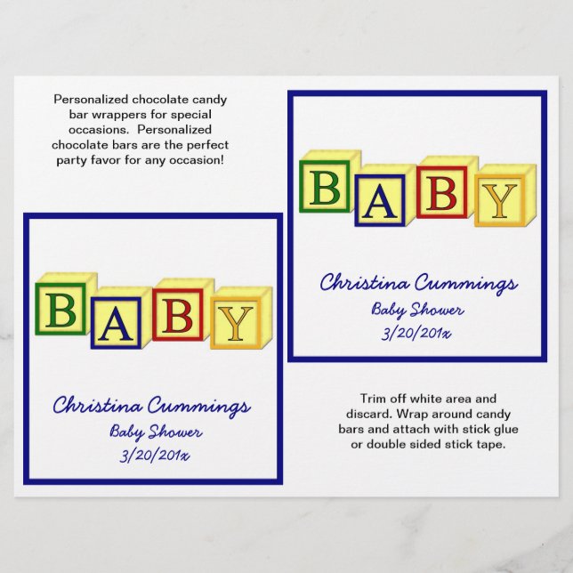 Baby Blocks Candybar Wrappers (Primary) (Front)