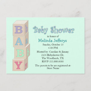 Baby Blocks Custom Baby Shower Invitation
