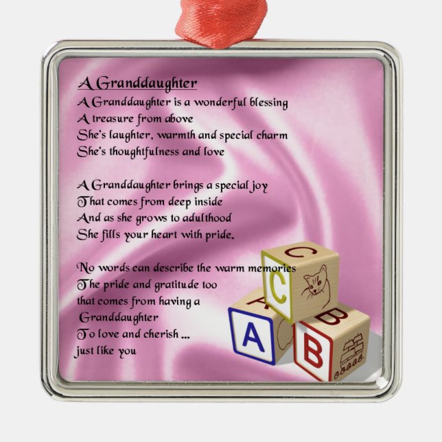 Baby Blocks Granddaughter  poem Metal Ornament (Front)