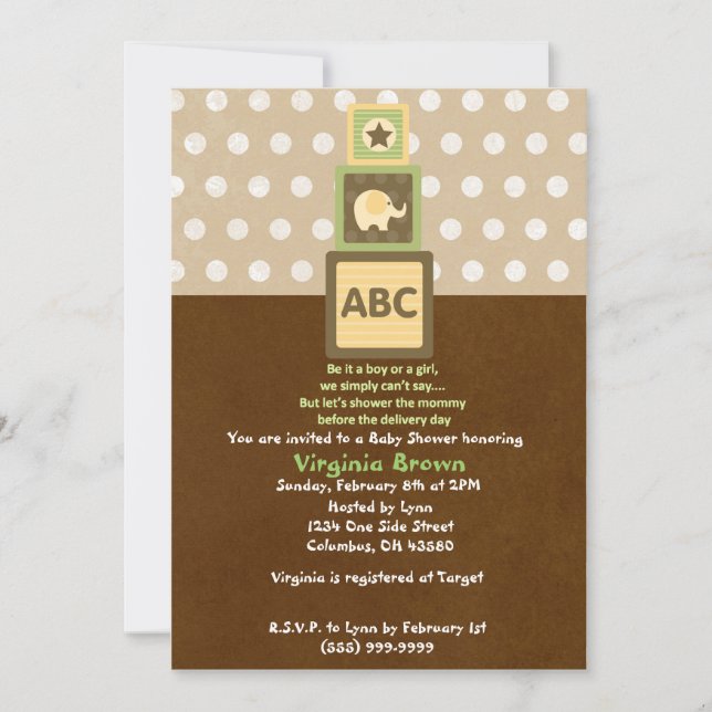 Baby Blocks Shower Invitation (Front)