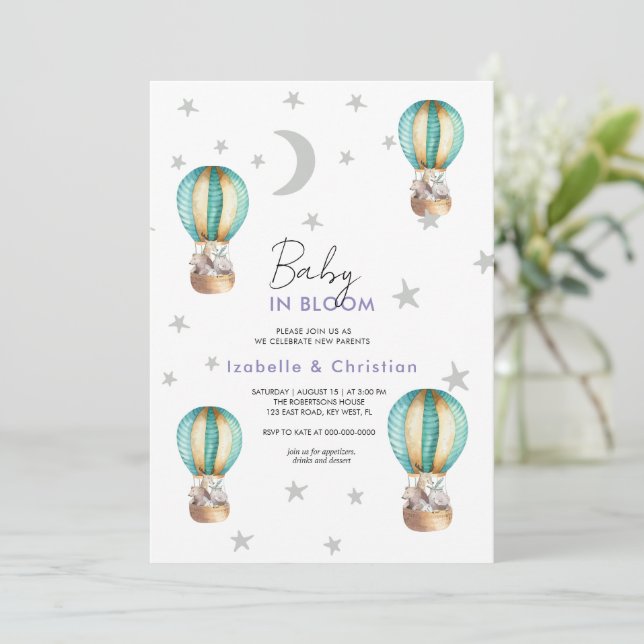 Baby Bloom Cute Rustic Animal Invitation (Standing Front)