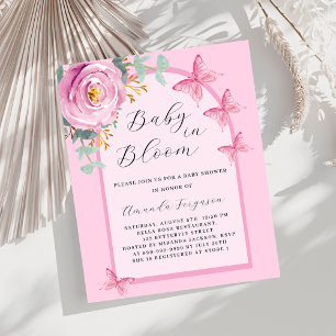 Baby Bloom pink butterfly Baby Shower invitation