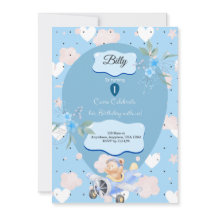 Baby Blue 1er invitation anniversaire