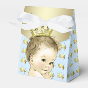 Baby Blue and Gold Prince Baby Shower Favor Box