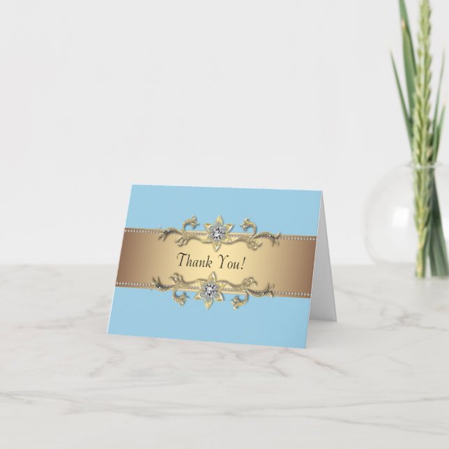 Baby Blue and Gold Thank You Cards (Front)